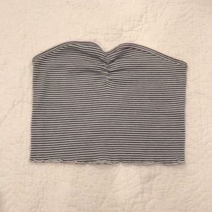 Navy and White striped crop top